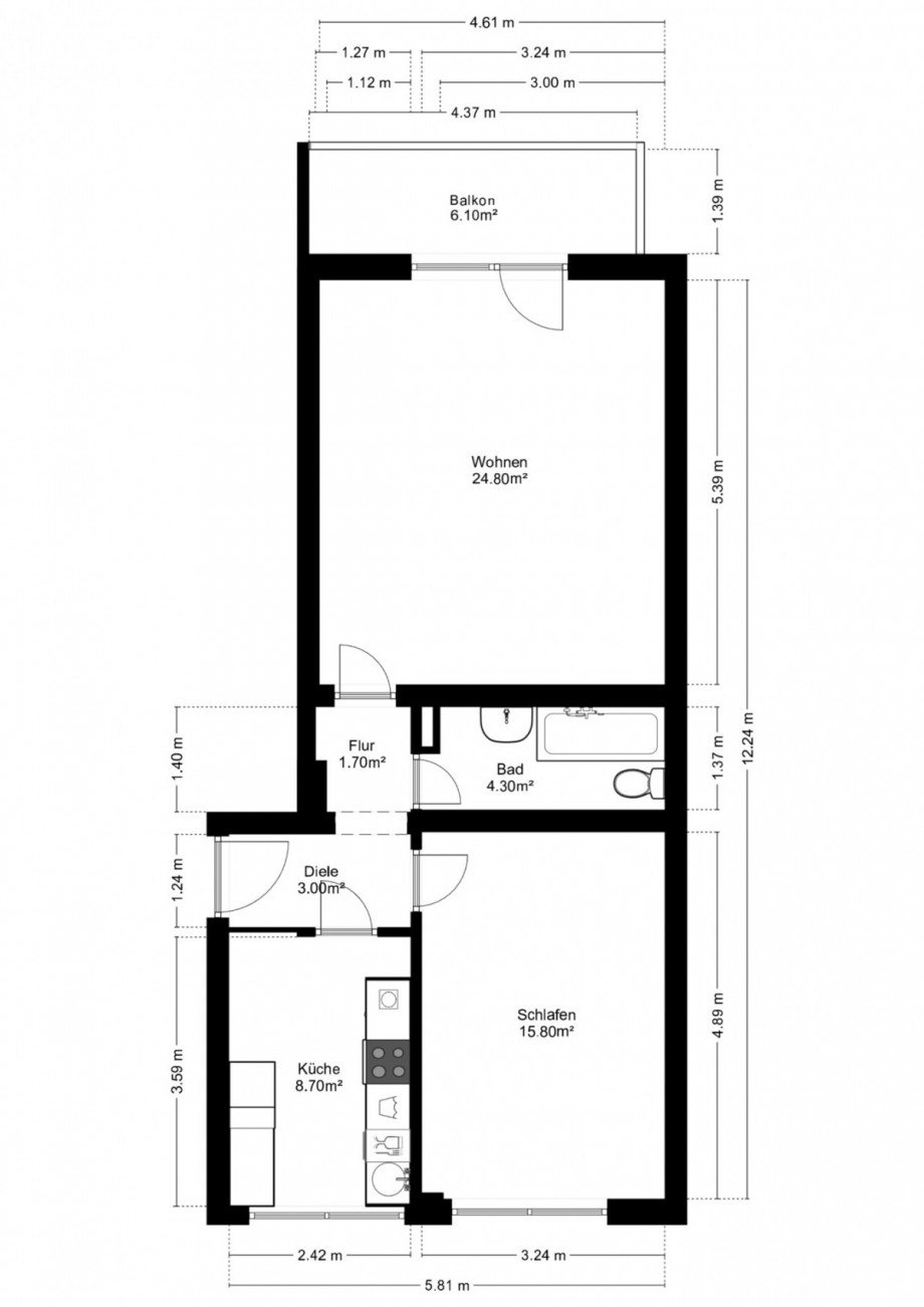 Grundriss Etagenwohnung M�nchen / Giesing